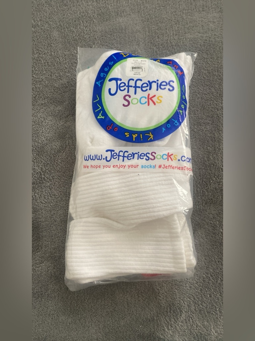 Jefferies Kids Crew Socks White Size Small 7-8.5 (Shoe 9-1) Seamless Toe 6 Pair